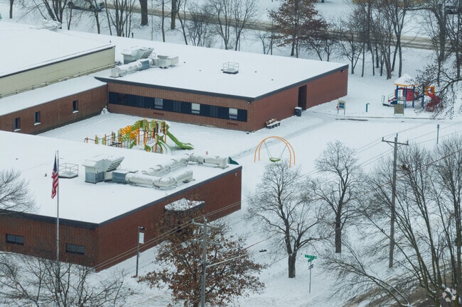 Pine City Elementary School has multiple recess areas.