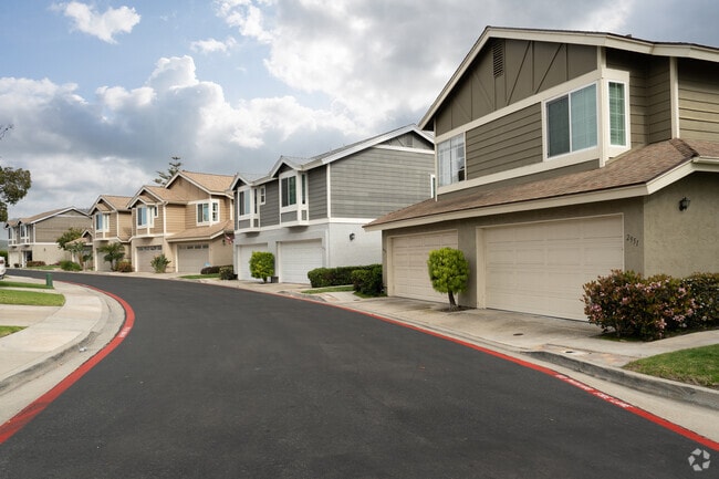 Certain neighborhoods in Carlsbad offer duplex homes with different exterior colors.