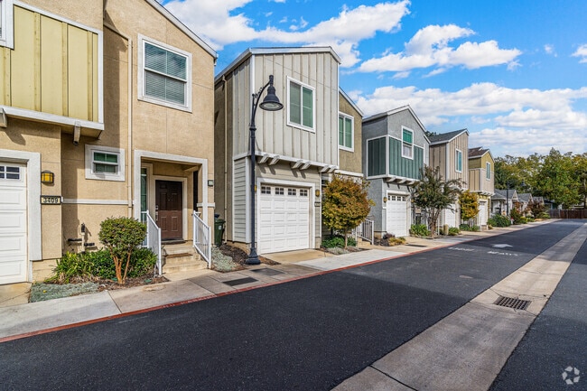Newly constructed two-story homes snuggle up close in the neighborhood of Med Center.