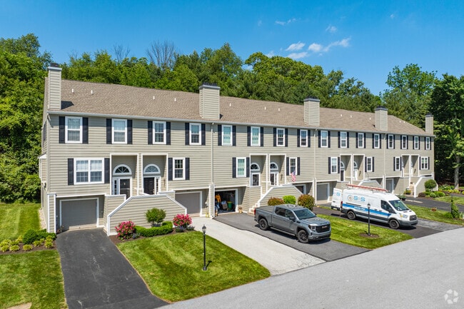 New contemporary townhomes come with attached garages and driveways in Newtown Square.