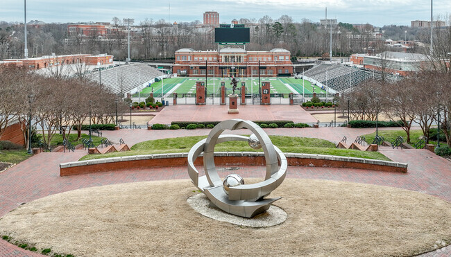 An art structure just outside the football stadium at the University of North Carolina at Charlotte.