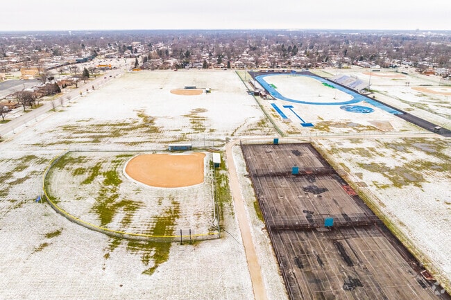 Thornridge High School has a baseball field and a football field with a track.
