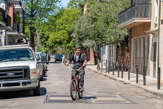 French Quarter residents routinely use bicycles to maneuver the local streets.