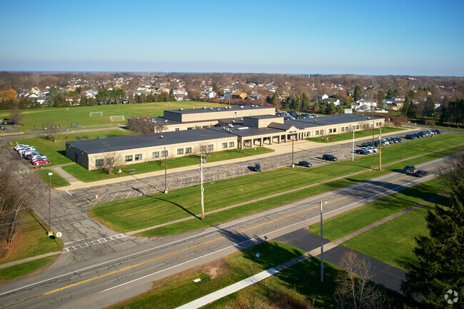 Aerial view of Pinebrook Elementary School.