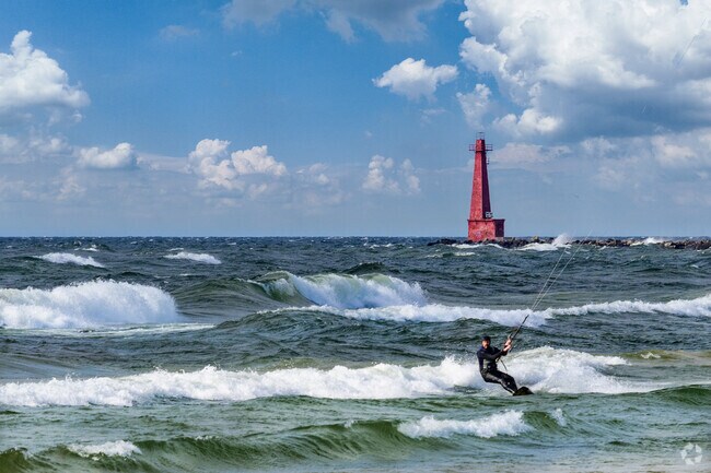 You can find people enjoying Lake Michigan year-round in Muskegon.