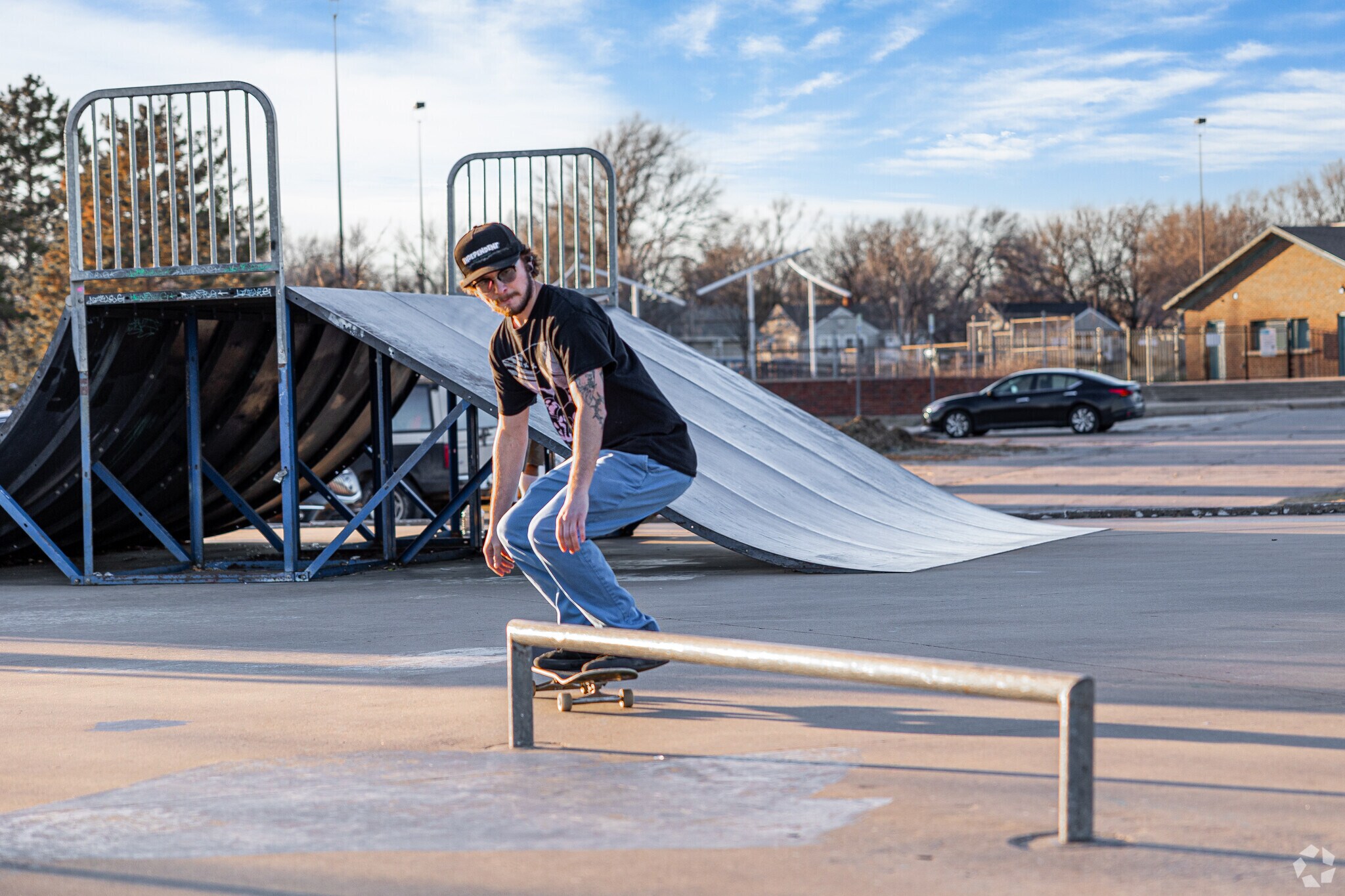 Skateboarders love to practice the tricks at Edgemoor Park near Woodlawn Village.
