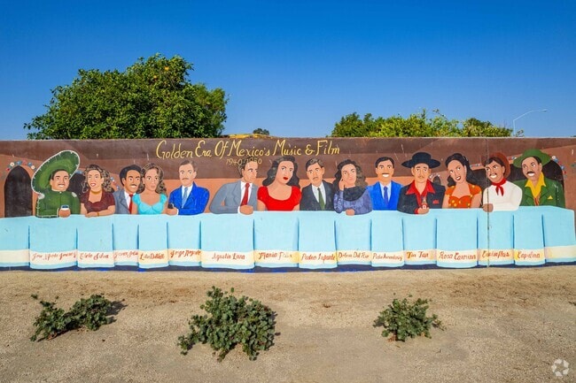 Walking the sidewalks of Coachella  you will catch some artistic wall art.