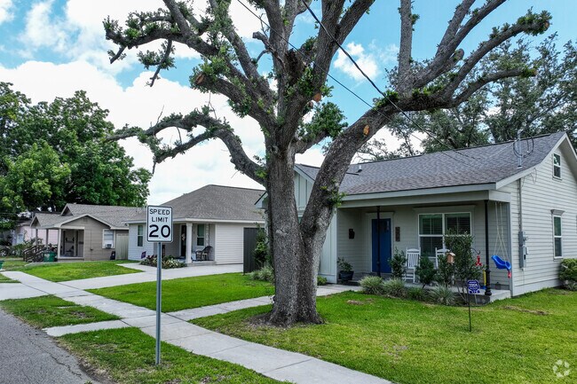 Bridge City has many homes with well-maintained lawns and mature trees.