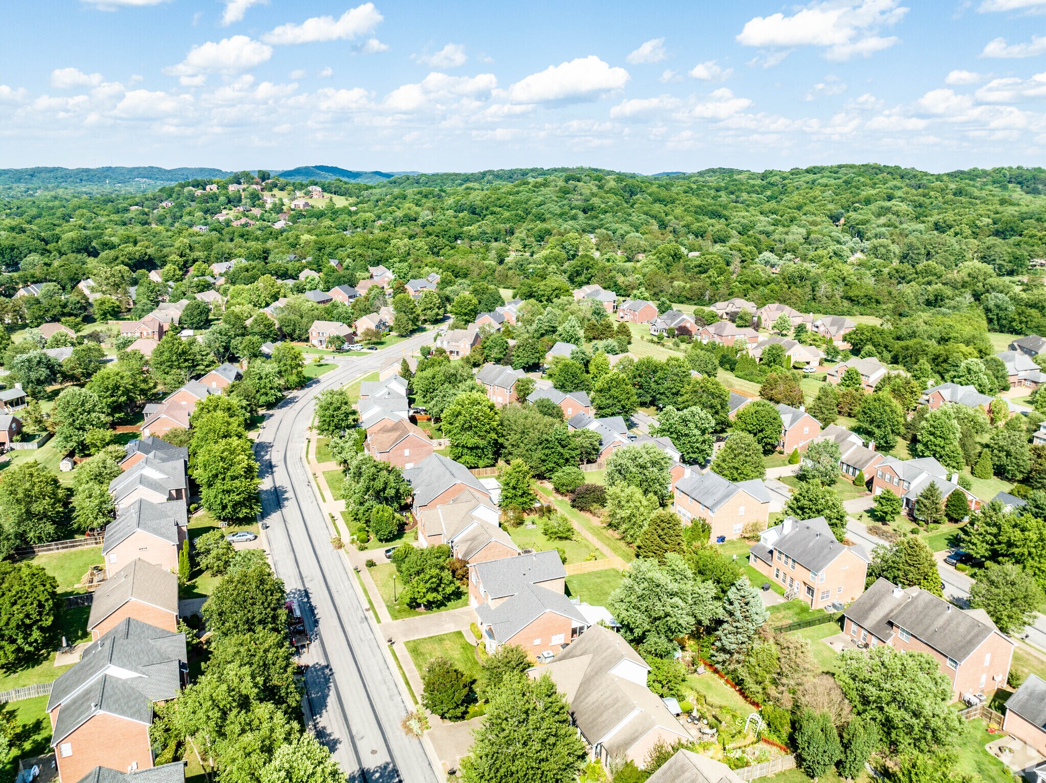Aerial view of the homes in the Traceside neighborhood.