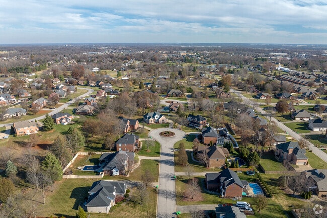 This is an aerial context image of a Sellersburg, Indiana neighborhood.