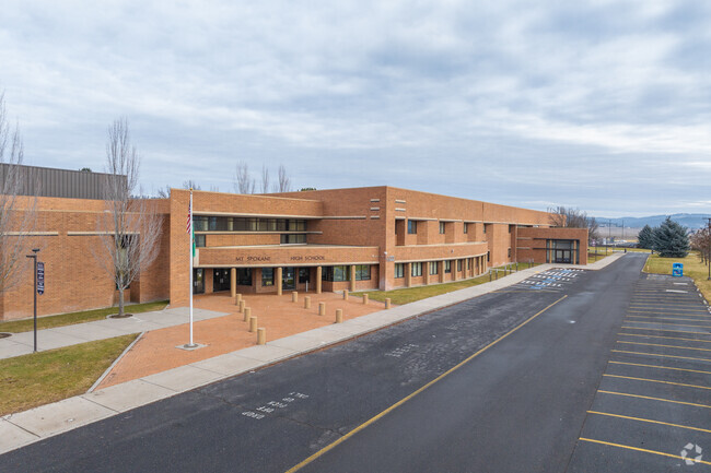 Mt. Spokane High has a large parking lot beside the school.