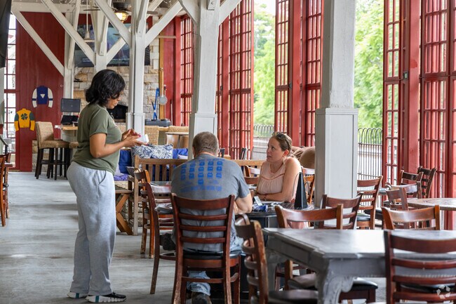 Residents in Little Rock-Plum enjoy steaks and bourbon cocktails at Trackside Restaurant & Bourbon Bar.