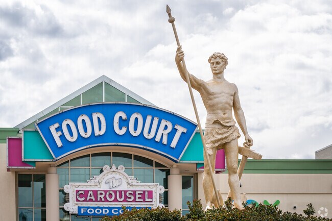 The replica of the Independent Man still stands outside the food court at Warwick Mall, RI.