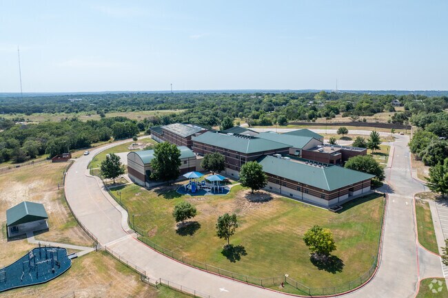 The expansive campus of Juan N. Seguin Elementary includes outdoor spaces for learning.