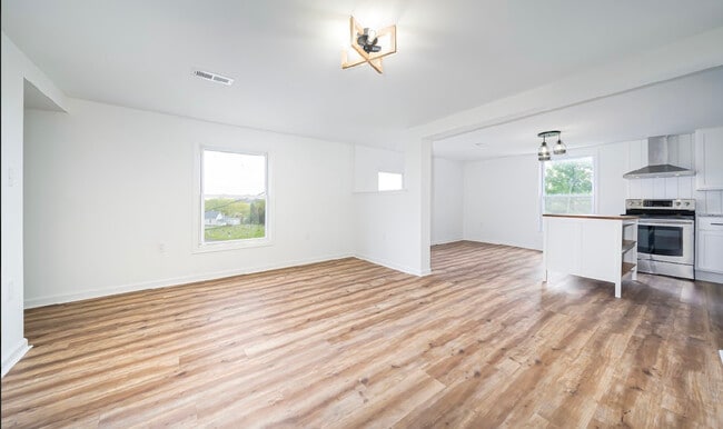 Living room, dining area off kitchen