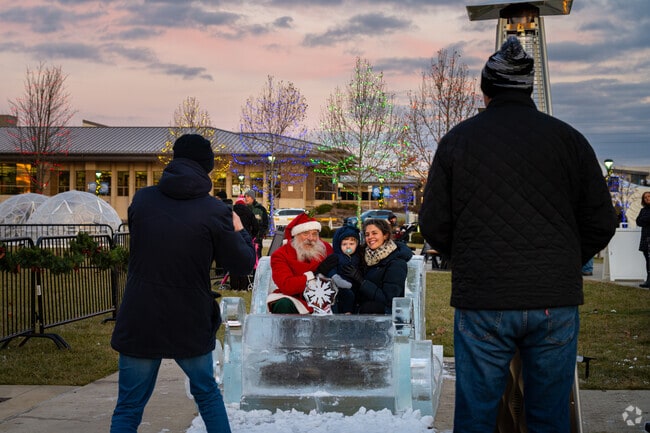Families can get a picture with Santa in an ice carved sled at Fishers Night Lights.