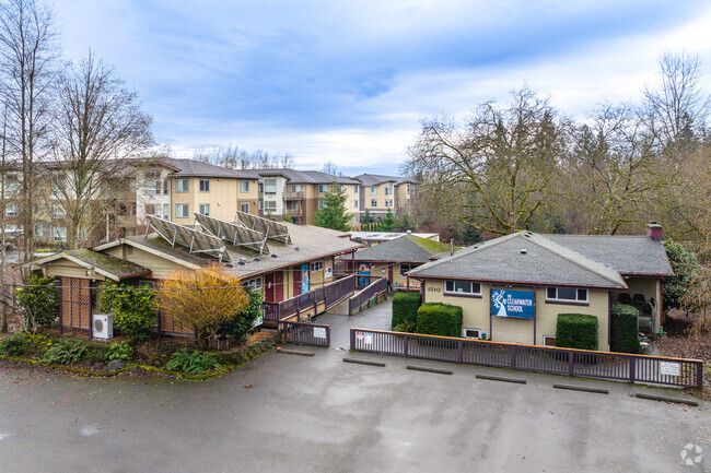 The Clearwater School is located within the Thrasher's Corner-Red Hawk neighborhood of Bothell.