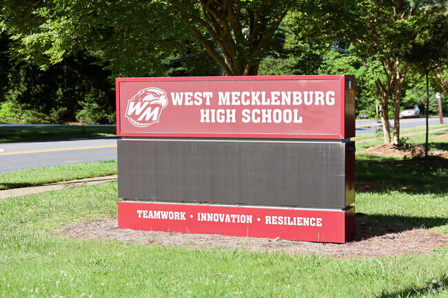 The sign at West Mecklenburg High School shows off the school colors.