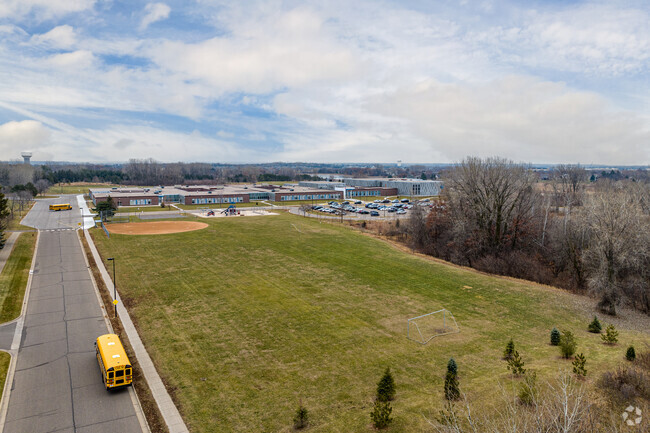 There are multiple sports fields at Skyview Community Elementary School.