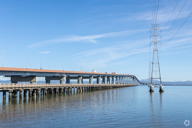 The San Mateo Bridge connects Treasure Isle to the eastern side of the San Francisco Bay.