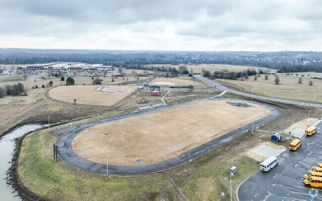 An aerial view of the activity fields at Hickory Ridge Middle.