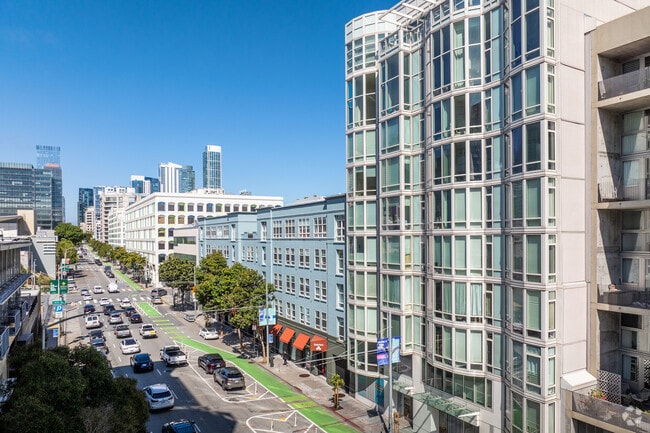 Condos and apartments of all styles line the streets of Yerba Buena.