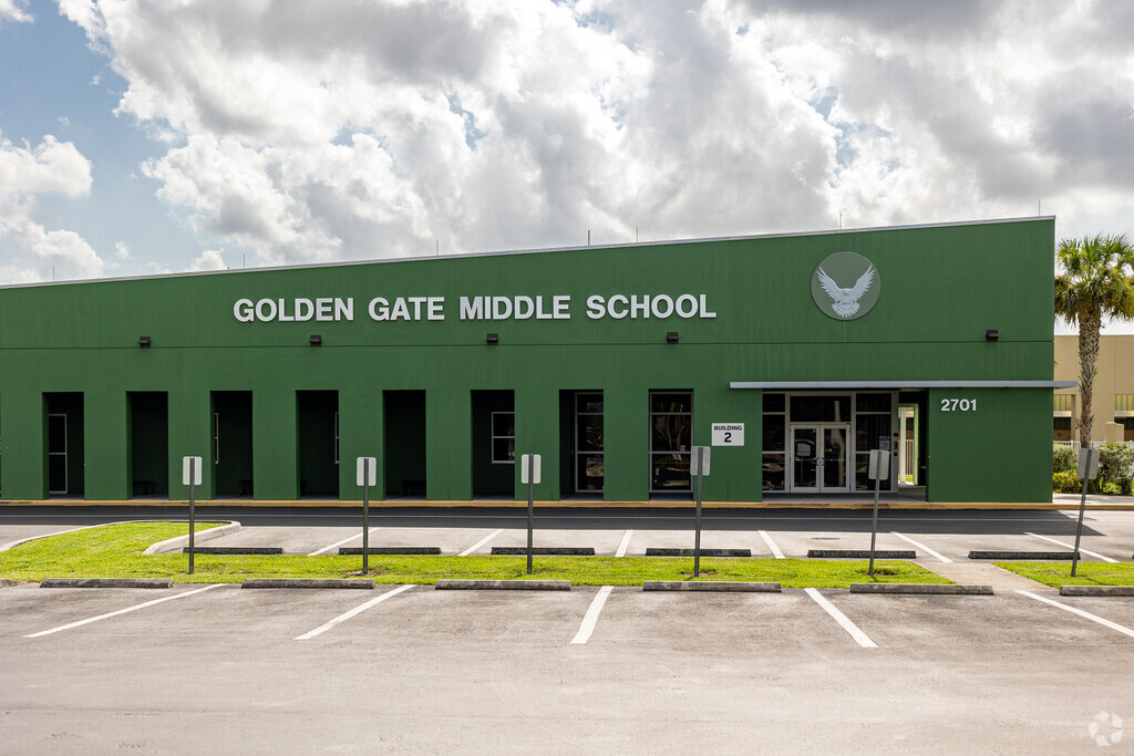 Golden Gate Middle School in Naples has a covered entrance welcoming students.