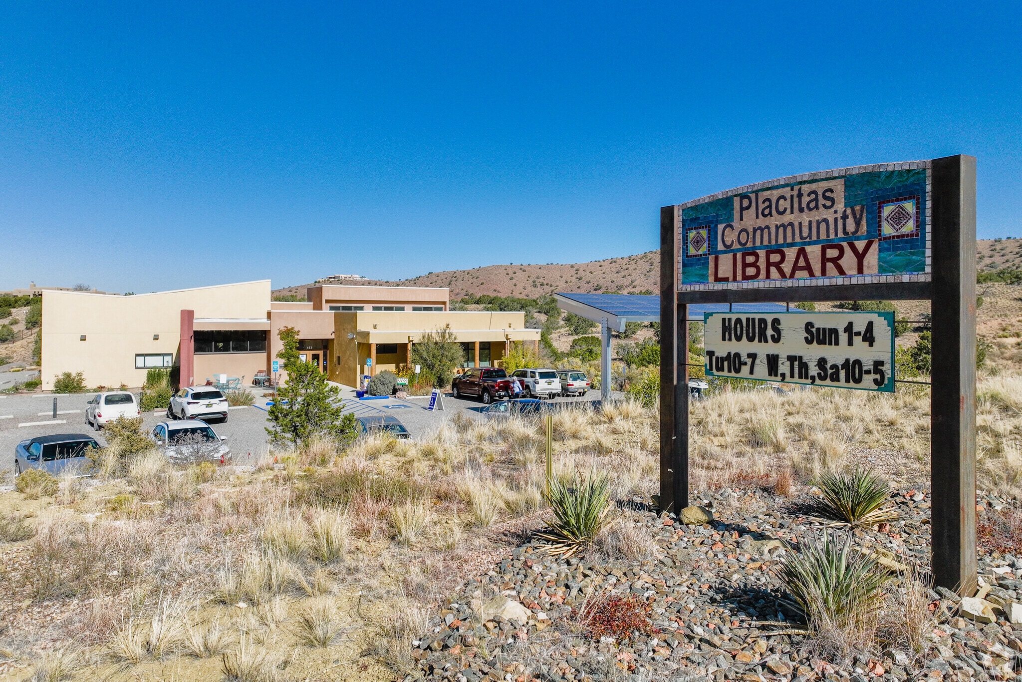The Placitas Community Library is a great stop for locals to sit back and relax with a book.