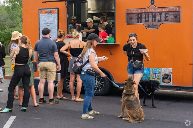 A couple of Mulberry Hill residents enjoy the Fort Collins Food Truck Rally every Tuesday night.