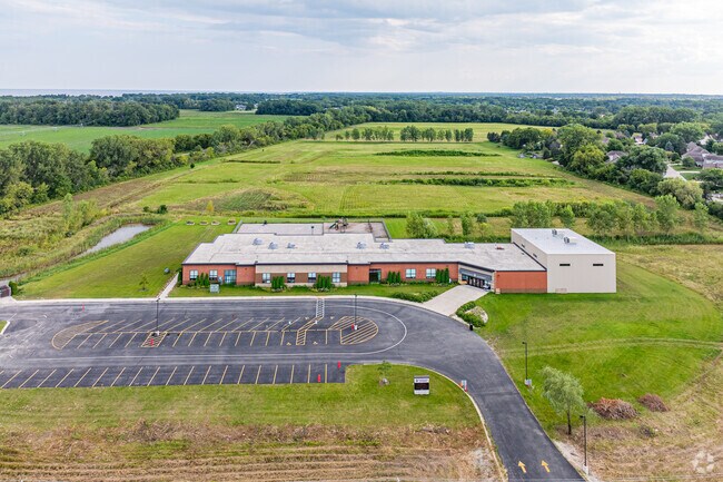 Mount Pleasant's Evergreen Academy offers students ample green-space for activities.