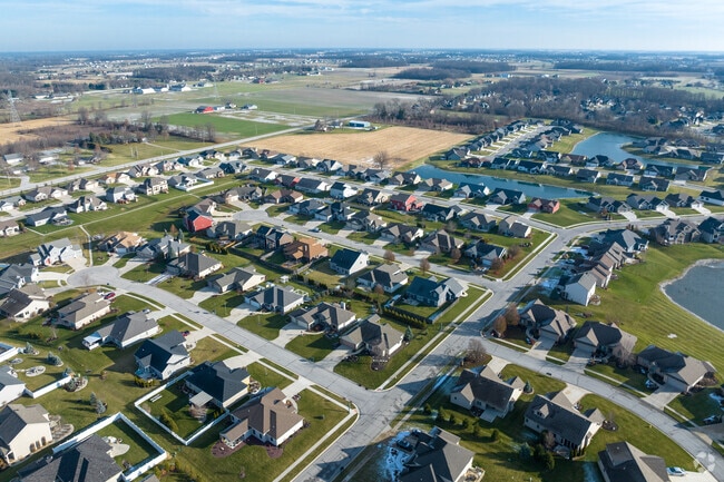 An aerial view showing both developed and rural areas of Northeast Ft. Wayne.