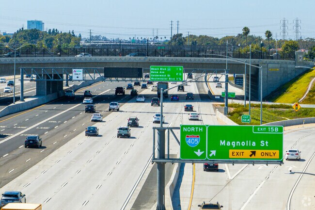 Interstate 405 access lies roughly five miles north of Edwards Hill.