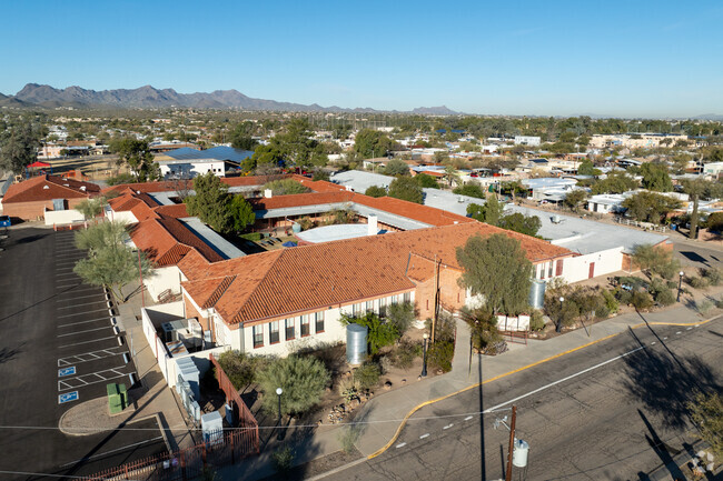 An aerial view of Manzo Elementary School.