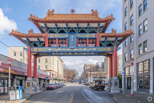 The beautifully detailed gate to Chinatown-International District.