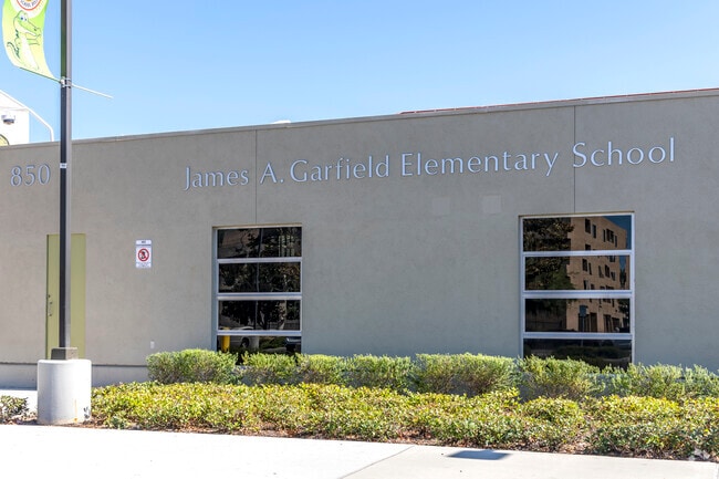 The sign of Garfield Elementary School in Santa Ana.