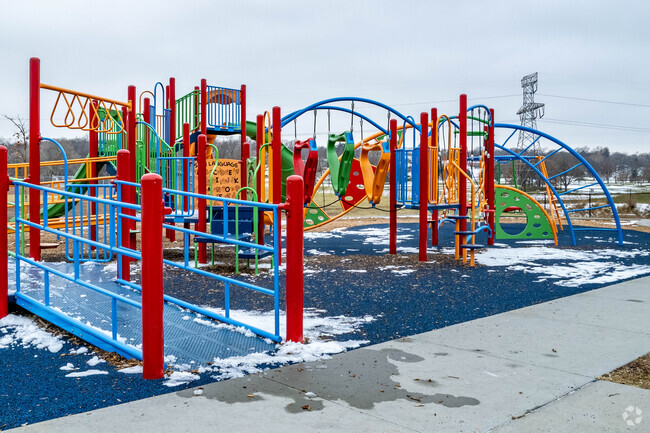 Sunset Hills Elementary School has a large playground for the kids.