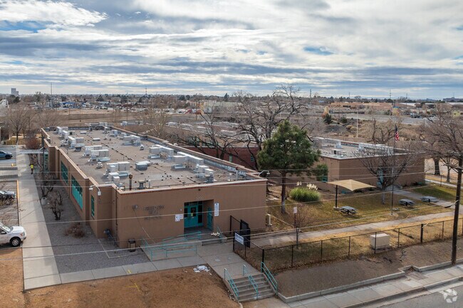 The front entrance to Freedom High School looking to the SW.
