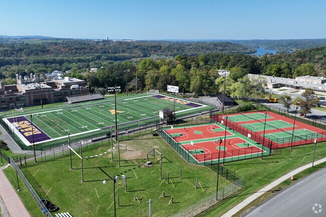 An aerial view of Wilbur H. Lynch Literacy Academy and everything to enjoy.