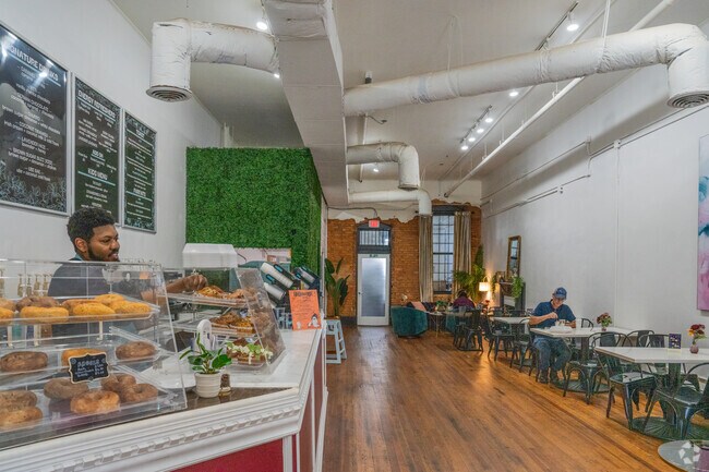 Residents can head to The Coffee Shop in downtown for fresh brewed coffee, pastries, and more.