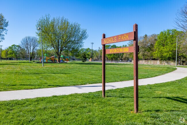 The Nichols Park sign welcomes residents with plenty of outdoor activities.