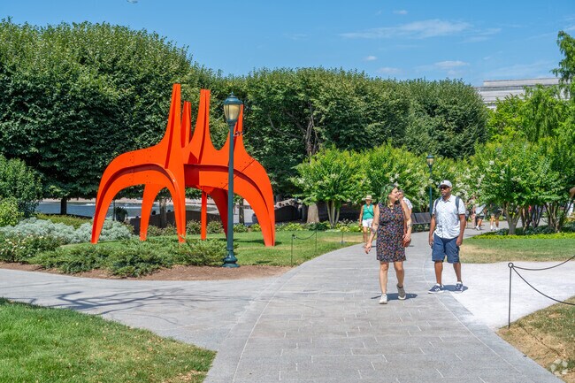The Sculpture Garden has modern art installations and a cafe.