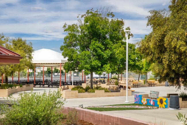 Lunch area located on the campus of Dorothy McElhinney Middle School in Murrieta.