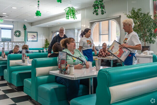 Experience the retro vibe and enjoy homestyle cooking at Richie's Real American Diner near Vintage Reserve.