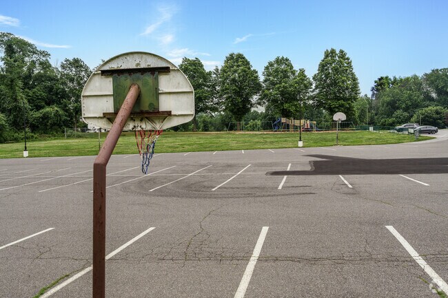 Students at St. Thomas Apostle School can challenge friends to a pickup basketball game.