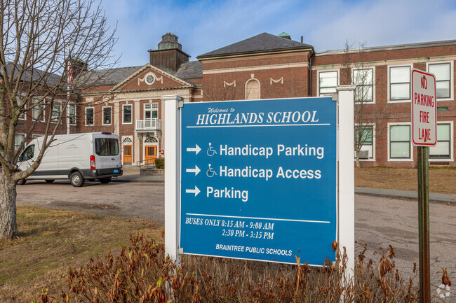 A colorful sign greets you as you enter Highlands in Braintree.