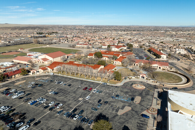 The large campus of St Pius X High School is shared with the Catholic center.