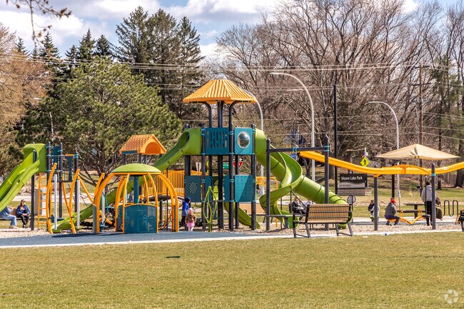 A large new play structure is available at Moore Lake Park.