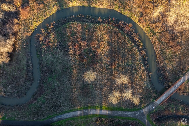 Fanno Creek snakes throughout the Downtown Tigard neighborhood.