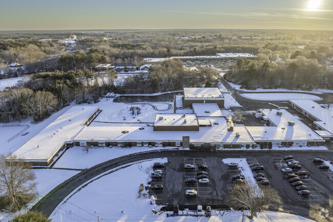 An aerial view of Henry B. Burkland Intermediate School in Middleboro, MA.