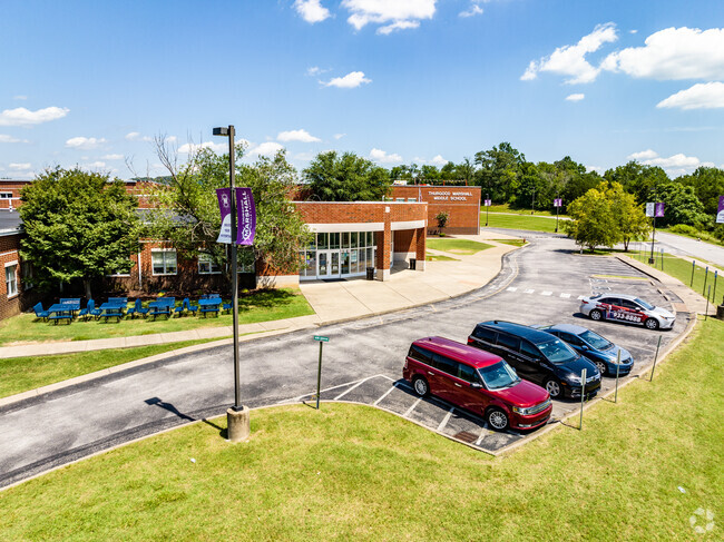 The front entrance of Thurgood Marshall Middle School.